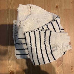 Sezane Leontine Jumper in Ecru/Navy